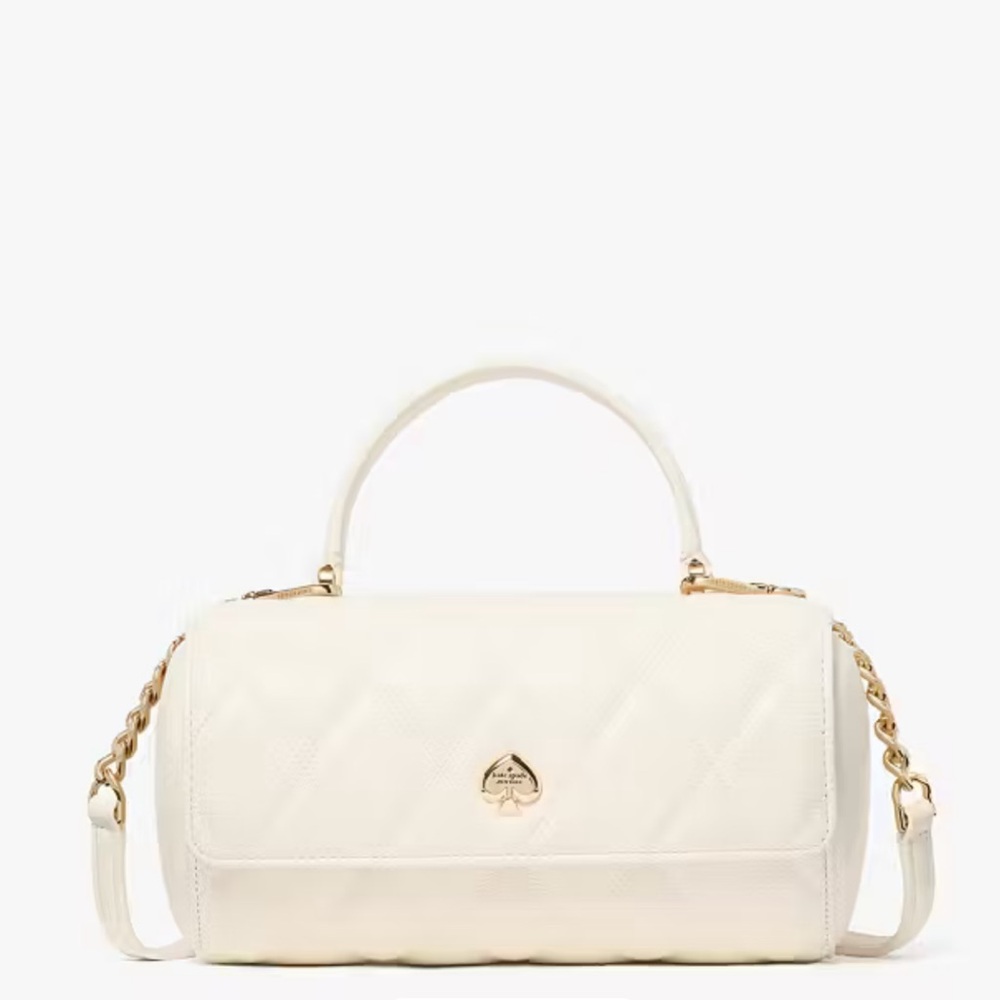 Kate Spade Heart Barrel Quilted Crossbody meringue color. NWT.